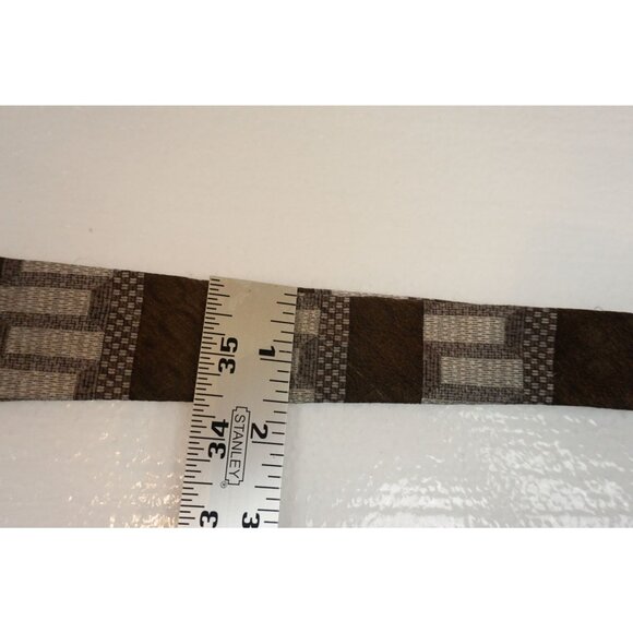 Pierre Cardin Brown & Silver Silk Geometric Pattern Necktie - Picture 8 of 11